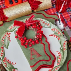 Katherine Green & Red Napkins (Set of 4)