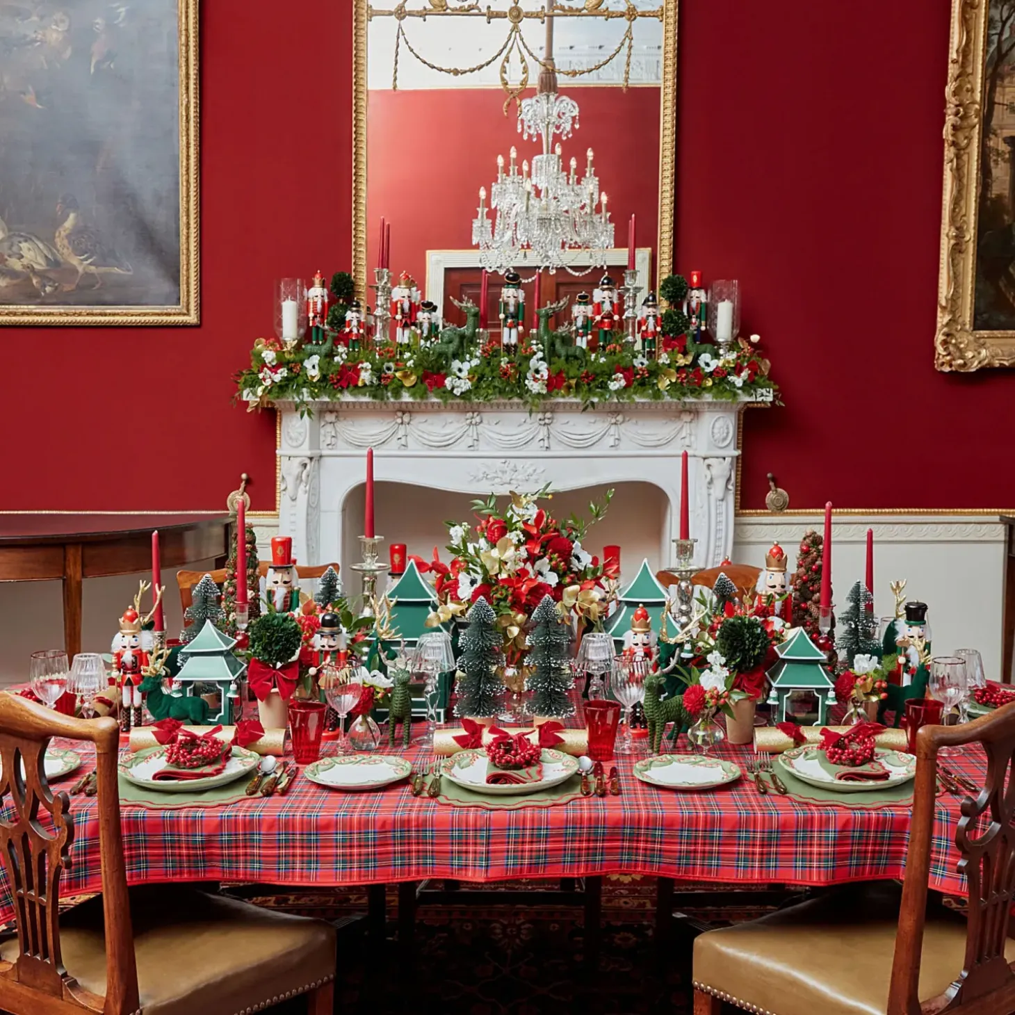 Katherine Green & Red Napkins (Set of 4)