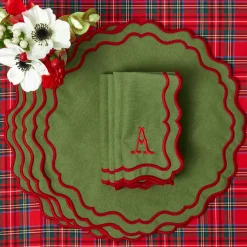 Katherine Green & Red Placemats & Napkins (Set of 4)