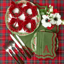 Katherine Green & Red Placemats & Napkins (Set of 4)