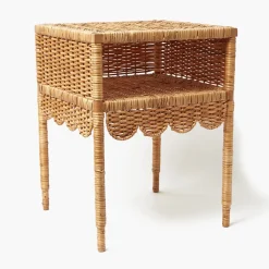 Lara Rattan Scalloped Bedside Table
