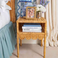 Lara Rattan Scalloped Bedside Table