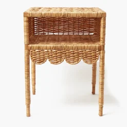 Lara Rattan Scalloped Bedside Table