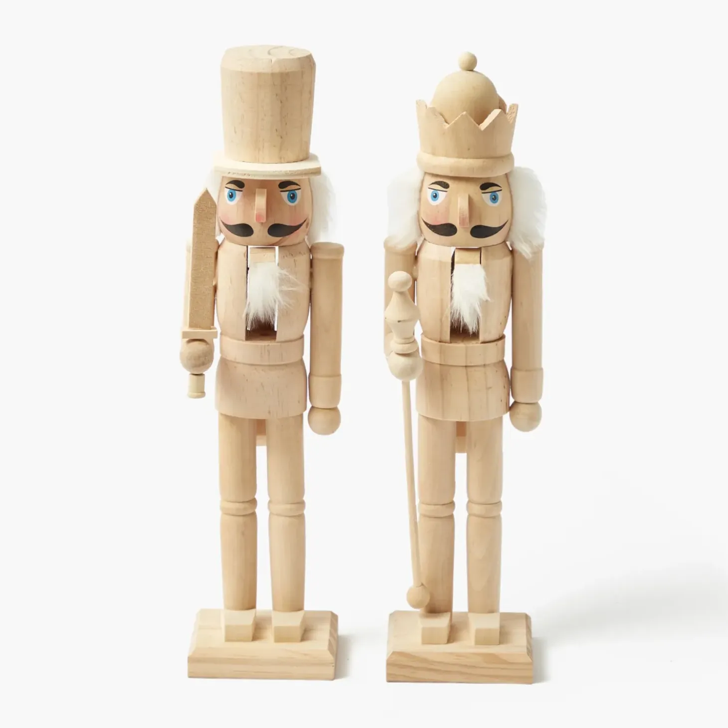 Large Natural Wooden Nutcracker (Pair)