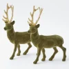 Large Olive Green Flocked Reindeer (Pair)