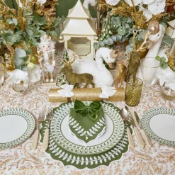 Large Olive Green Flocked Reindeer (Pair)