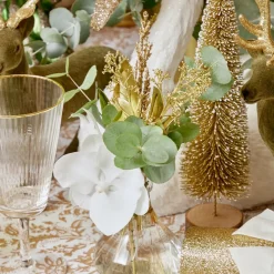 Large Olive Green Flocked Reindeer (Pair)