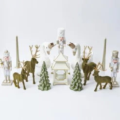 Large Olive Green Flocked Reindeer (Pair)
