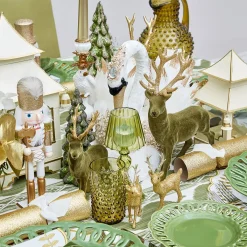 Large Olive Green Flocked Reindeer (Pair)