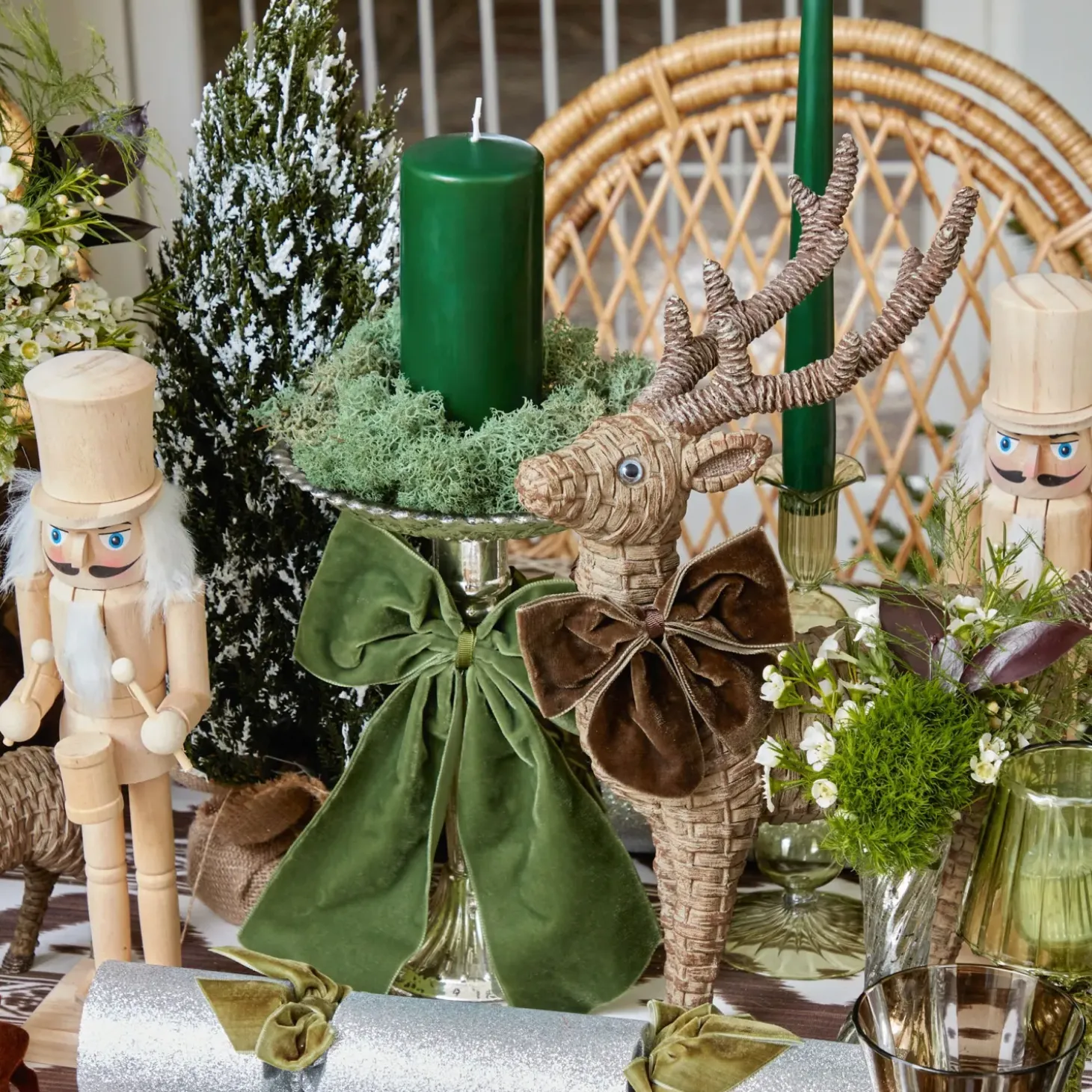 Large Rattan Reindeer (Pair) - 40cm