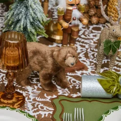 Large Rattan Reindeer with Green Velvet Bows (Pair) - 40cm