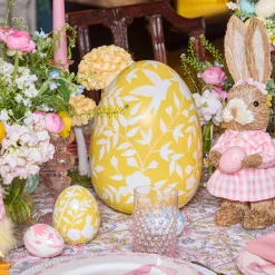 Large Yellow Floral Tole Egg