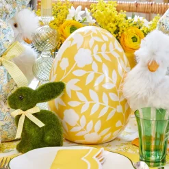 Large Yellow Floral Tole Egg