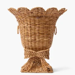 Liliana Bow Scalloped Rattan Urn