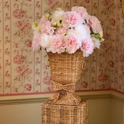 Liliana Bow Scalloped Rattan Urn
