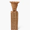 Liliana Bow Scalloped Rattan Urn & Pedestal