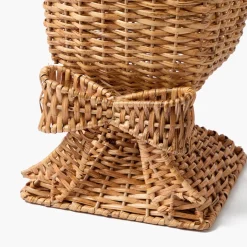 Liliana Bow Scalloped Rattan Urn & Pedestal