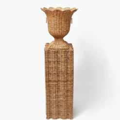 Liliana Scalloped Rattan Urn & Pedestal
