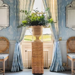 Liliana Scalloped Rattan Urn & Pedestal