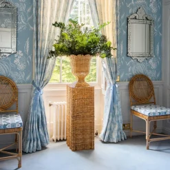 Liliana Scalloped Rattan Urn & Pedestal
