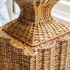 Liliana Scalloped Rattan Urn & Pedestal