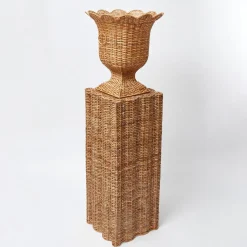 Liliana Scalloped Rattan Urn & Pedestal
