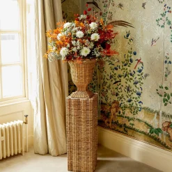 Liliana Scalloped Rattan Urn & Pedestal