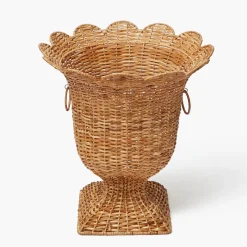 Liliana Scalloped Rattan Urn