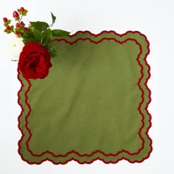 Lily Green & Red Napkins (Set of 4)