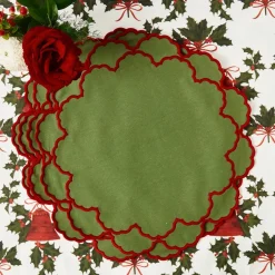 Lily Green & Red Placemats (Set of 4)