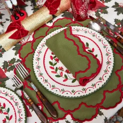 Lily Green & Red Placemats (Set of 4)