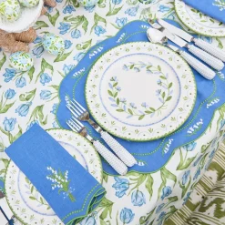 Lily of the Valley Blue Linen Placemats (Set of 4)