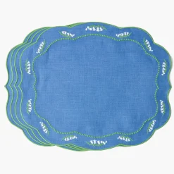 Lily of the Valley Blue Linen Placemats (Set of 4)