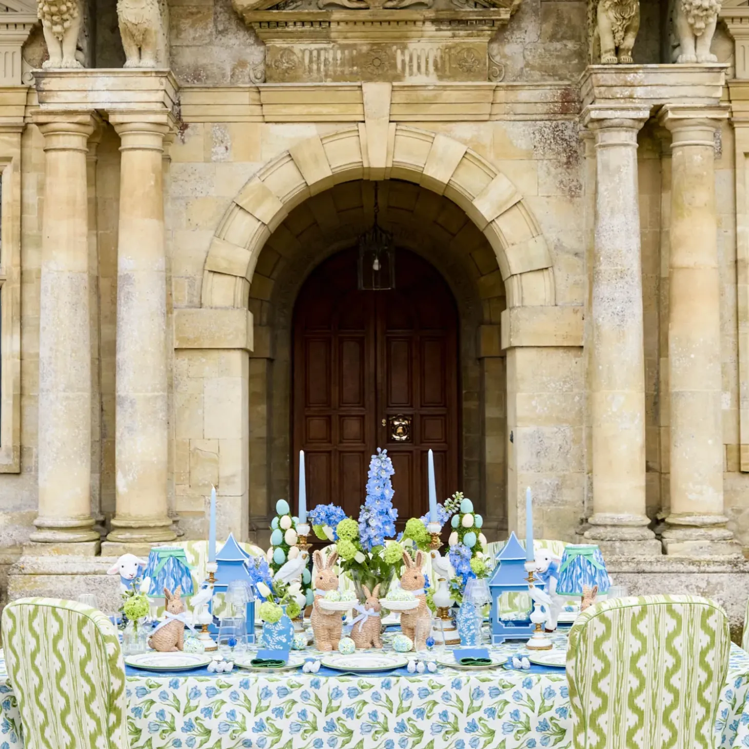Lily of the Valley Blue Linen Napkins (Set of 4)