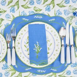 Lily of the Valley Blue Linen Placemats & Napkins (Set of 4)