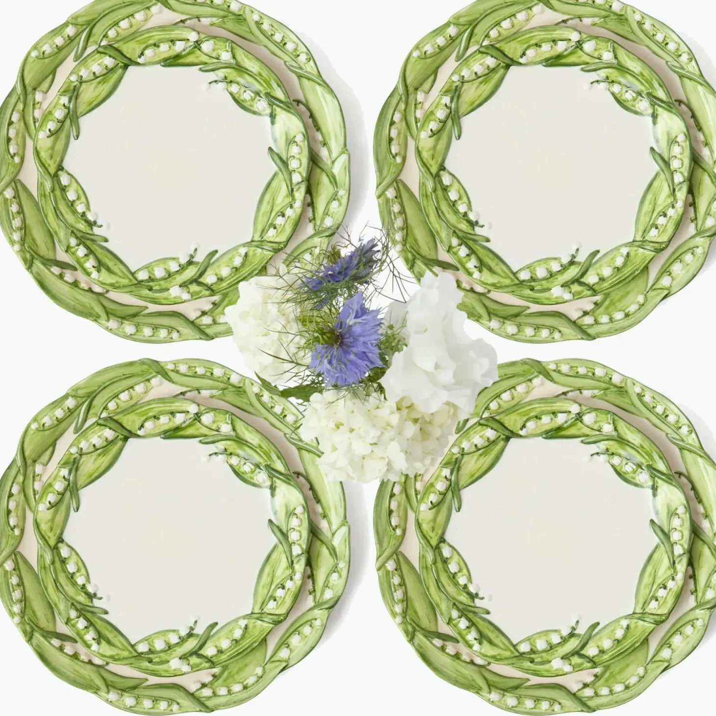 Lily of the Valley Dinner & Starter Plates (Set of 4)