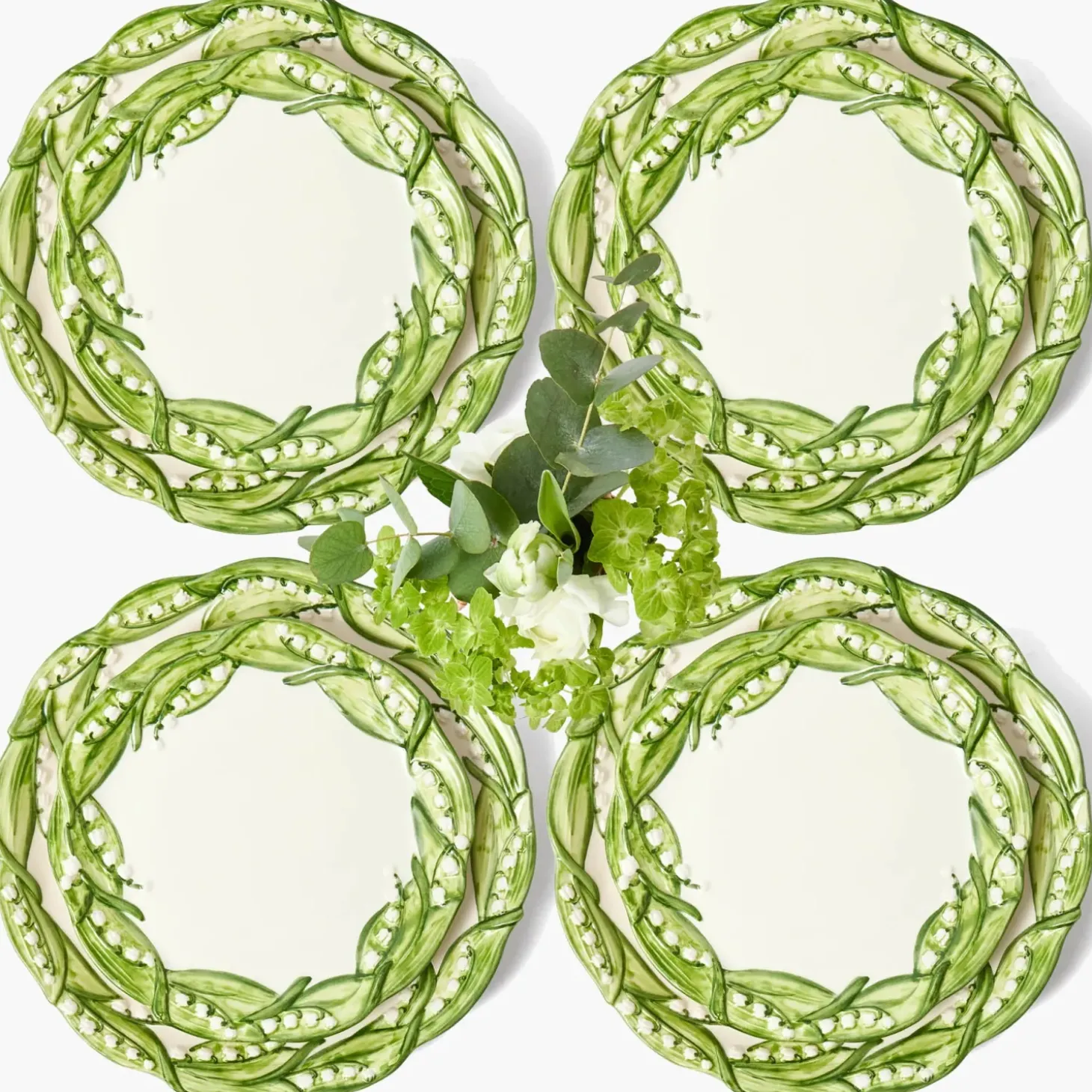 Lily of the Valley Dinner & Starter Plates (Set of 4)