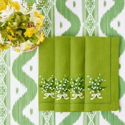 Lily of the Valley Green Linen Napkins (Set of 4)
