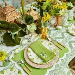 Lily of the Valley Green Linen Napkins (Set of 4)