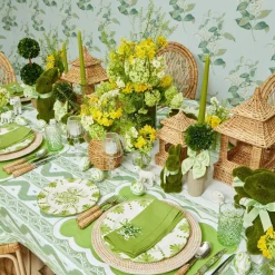 Lily of the Valley Green Linen Napkins (Set of 4)
