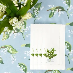 Lily of the Valley White Linen Napkins (Set of 4)