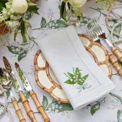 Lily of the Valley White Linen Napkins (Set of 4)