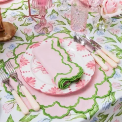 Lily Pink & Green Placemats & Napkins (Set of 4)