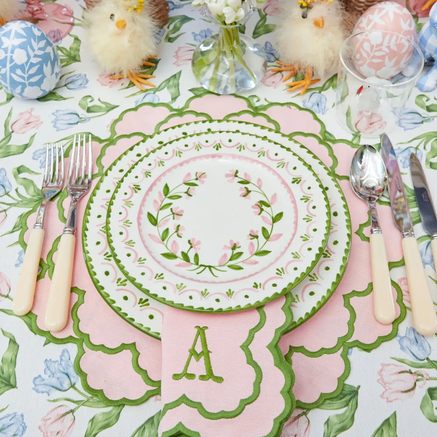 Lily Pink & Green Placemats (Set of 4)