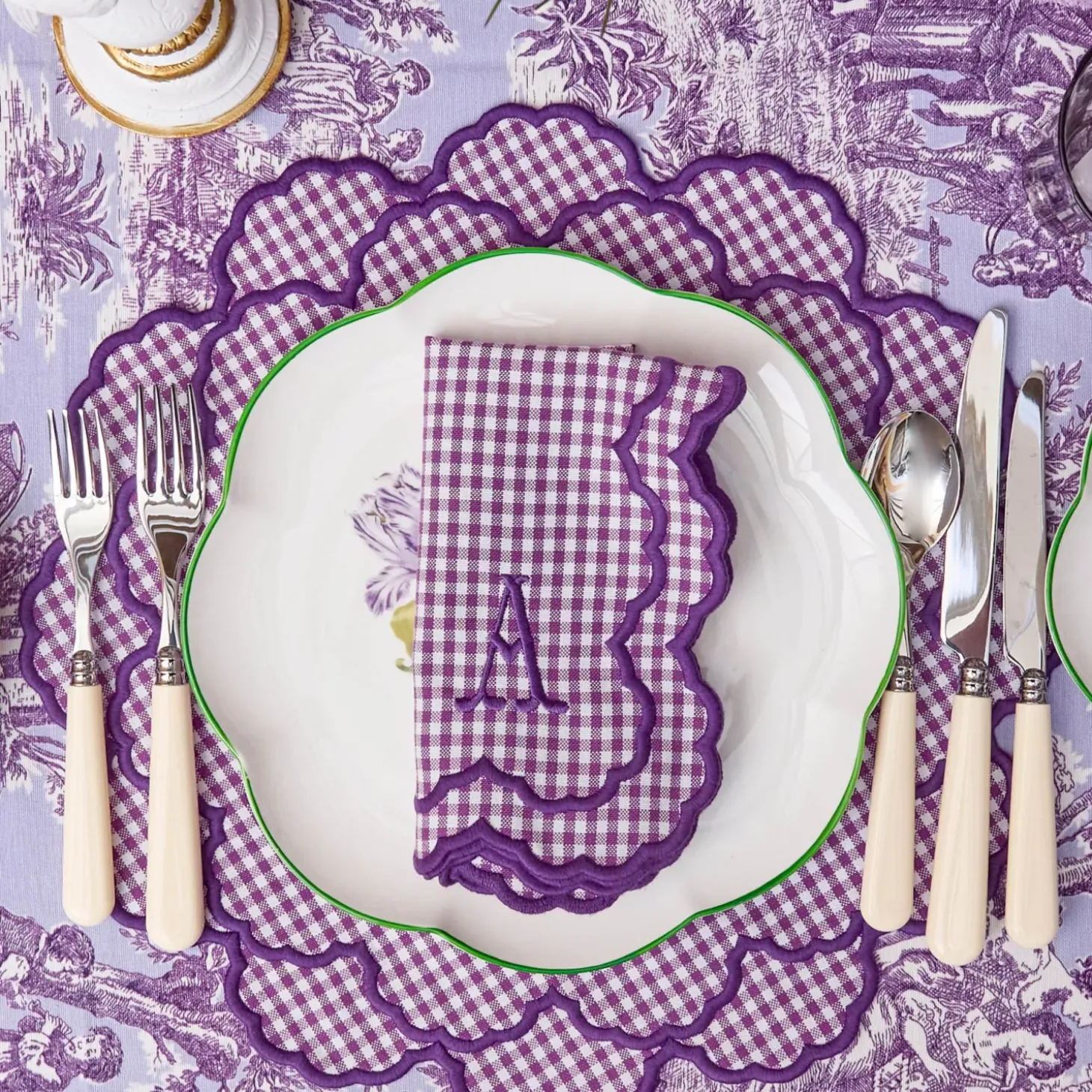 Lily Purple Gingham Placemats & Napkins (Set of 4)