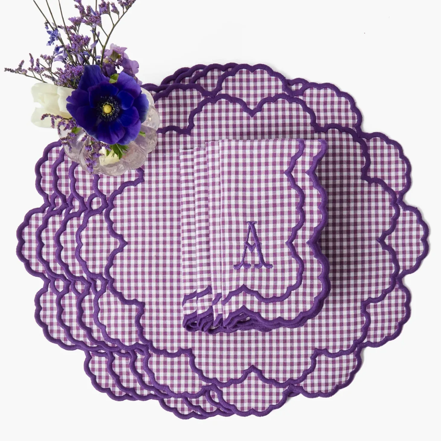 Lily Purple Gingham Placemats & Napkins (Set of 4)