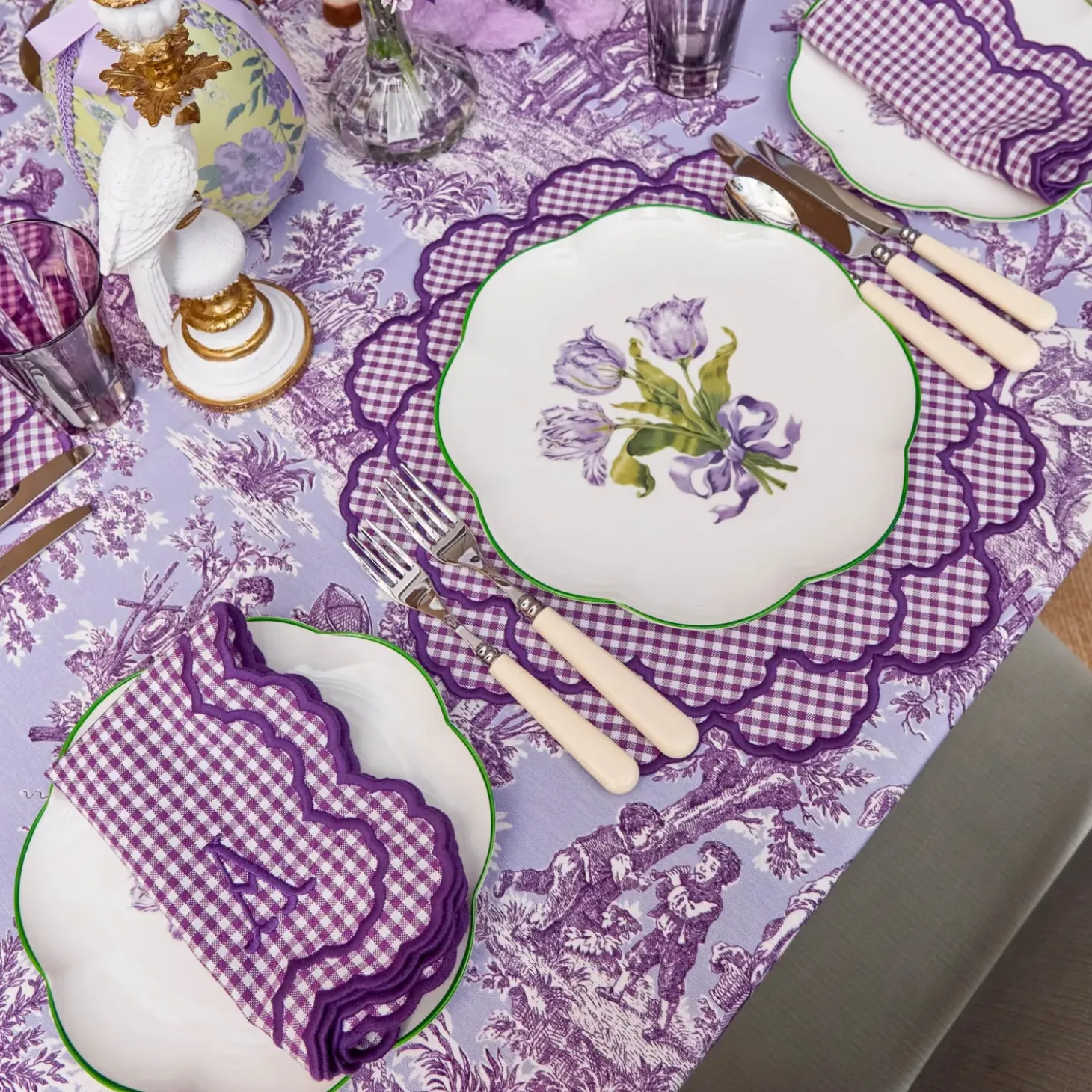 Lily Purple Gingham Placemats & Napkins (Set of 4)