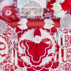 Lily Red & White Placemats & Napkins (Set of 4)