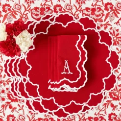 Lily Red & White Placemats & Napkins (Set of 4)