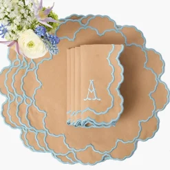 Lily Sand & Blue Placemats & Napkins (Set of 4)